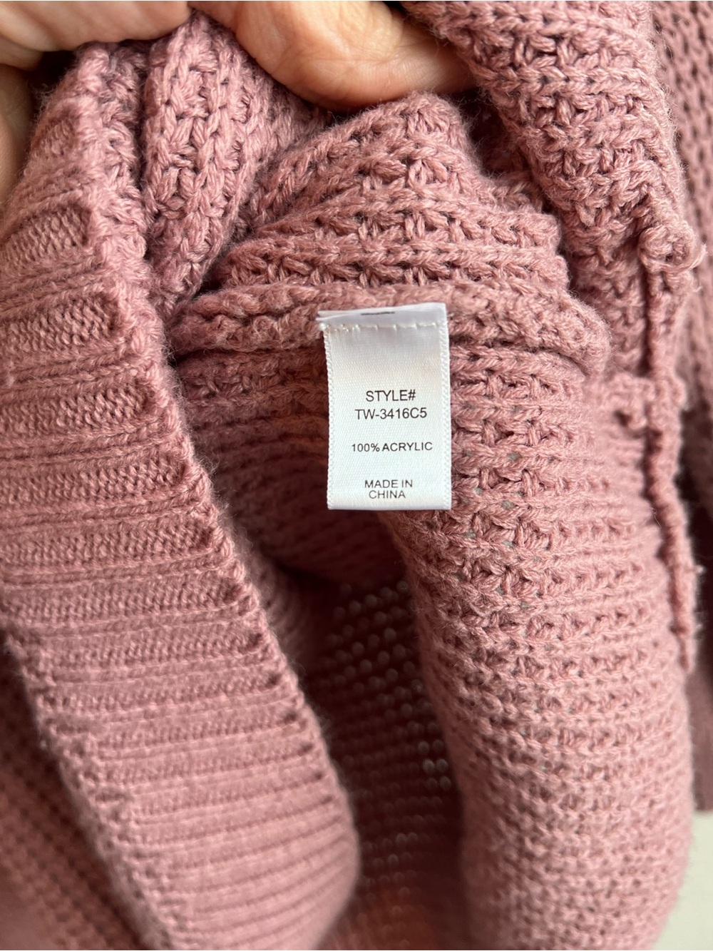 Zenana Outfitters Mauve Waffle Knit Crewneck Sweater - Picture 4 of 5